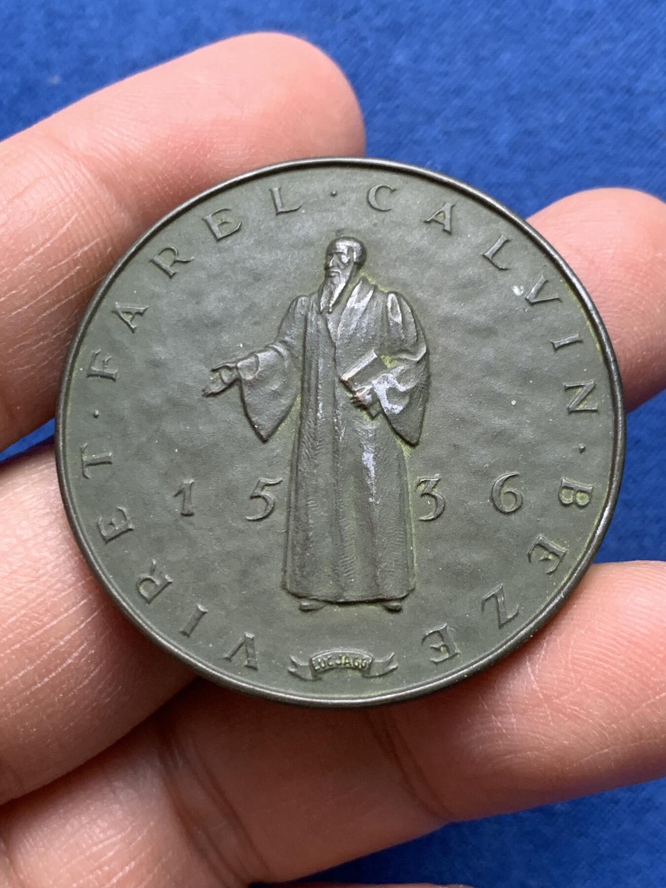 《竞宝斋》第370场 周日，周一 2场连拍 （全场包邮） 瑞士 宗教改革 400周年 联邦奖章 28.1克 40mm