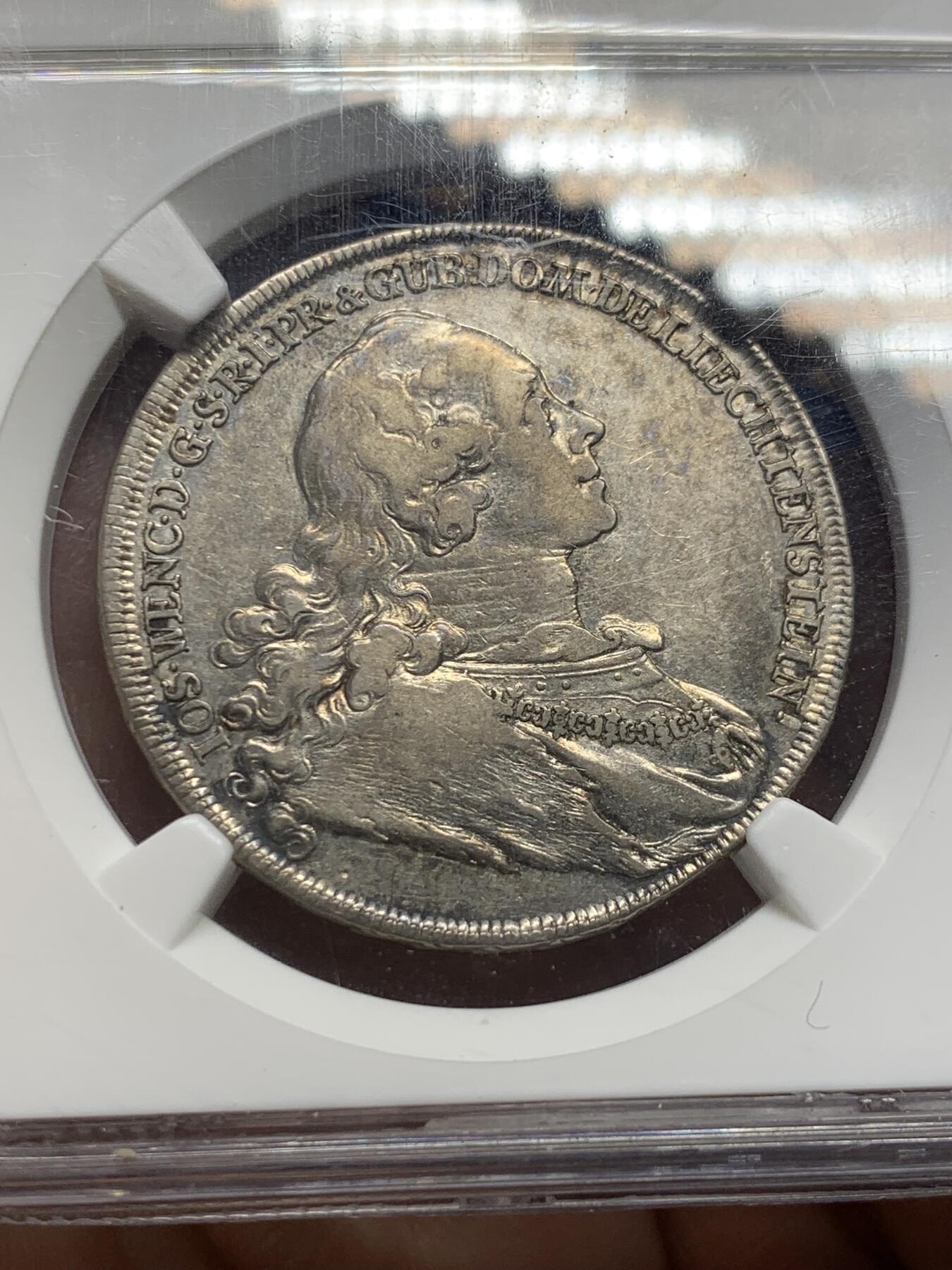 《竞宝斋》第370场 周日，周一 2场连拍 （全场包邮） NGC XF45 列支敦士登1758年1/2泰勒，亲王用于宣示主权和馈赠贵族，并不用于流通。单年版，发行量900枚