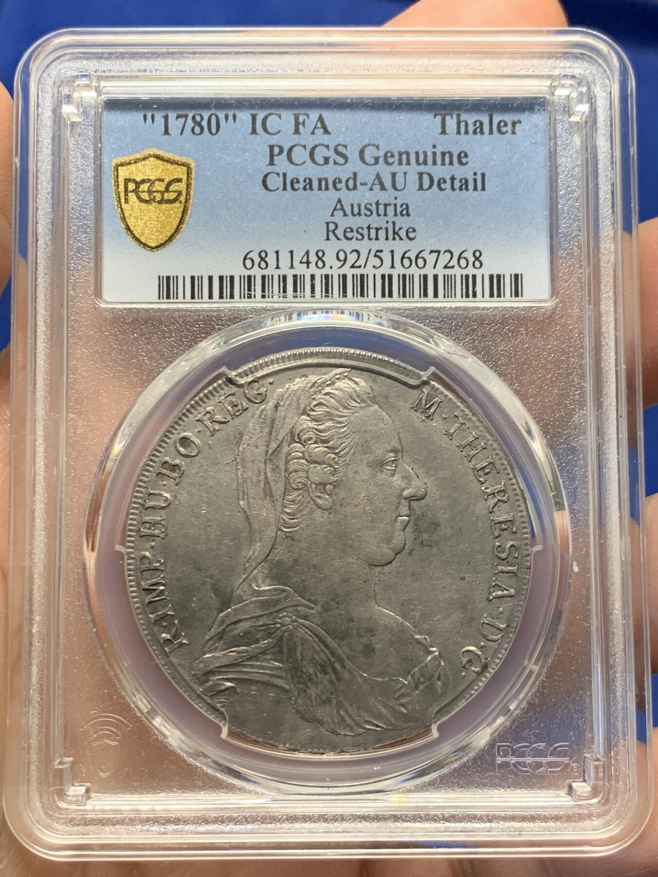 《竞宝斋》第370场 周日，周一 2场连拍 （全场包邮） PCGS AUD 1780 维也纳厂原铸大奶妈，IC-FA厂标Hafner-12b，来自Hafner旧藏转场拍卖，铸造年份1781-1785，皇冠5珍珠，大X稀少版别。