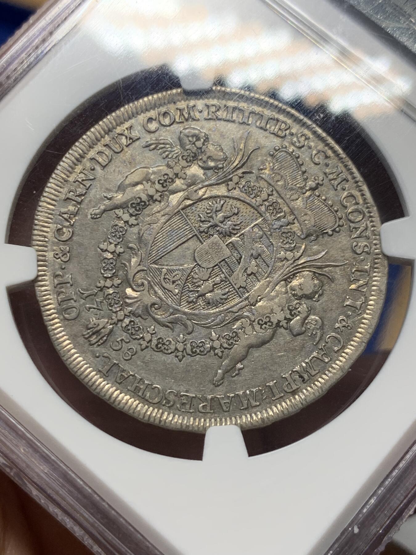 《竞宝斋》第370场 周日，周一 2场连拍 （全场包邮） NGC XF45 列支敦士登1758年1/2泰勒，亲王用于宣示主权和馈赠贵族，并不用于流通。单年版，发行量900枚