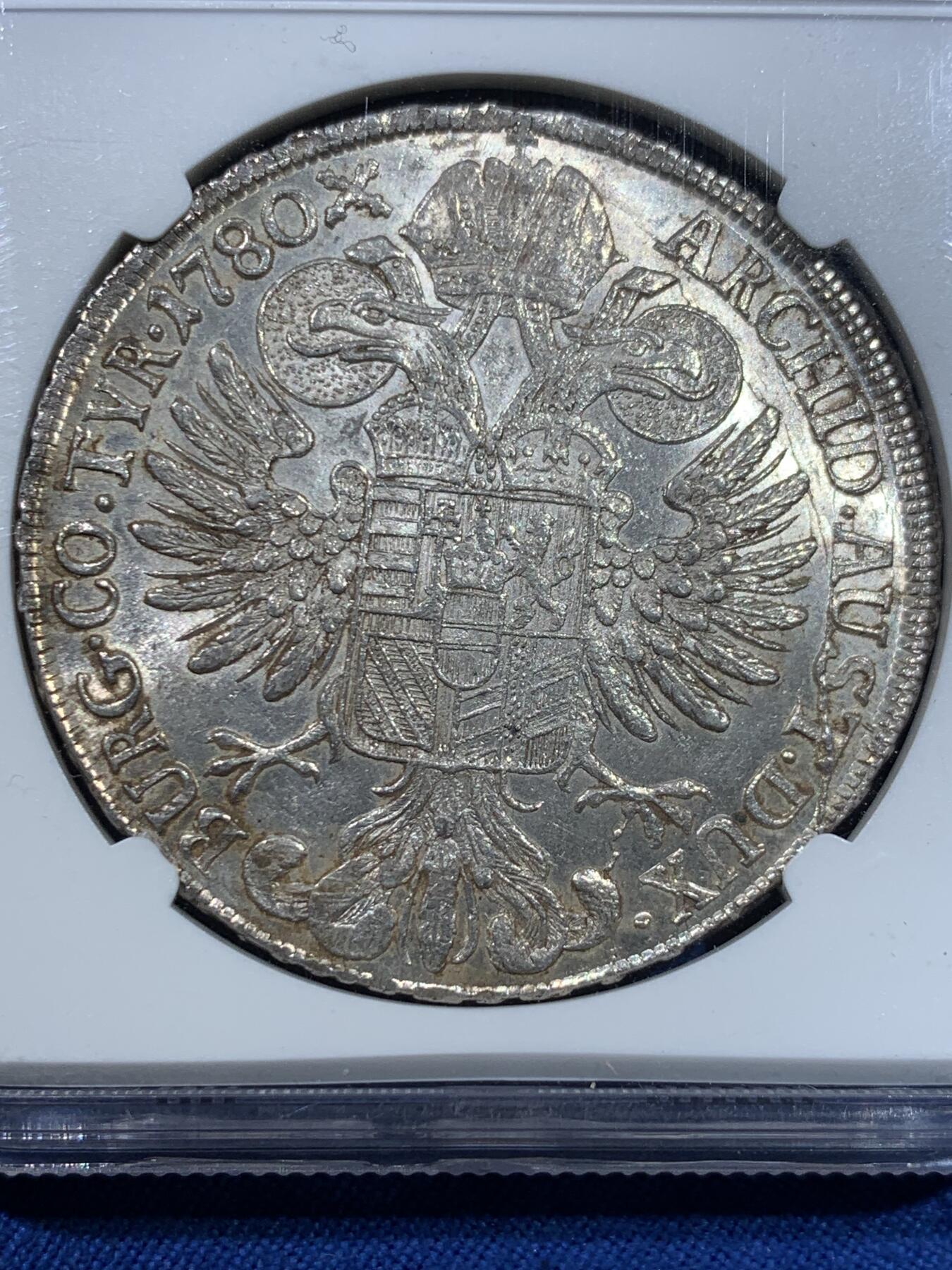 《竞宝斋》第370场 周日，周一 2场连拍 （全场包邮） 唯一冠军分 NGC MS63 奥地利1780年泰勒 特雷莎大奶妈根兹堡原铸银币 人物正反深打 地面光洁可照符合唯一冠军气质