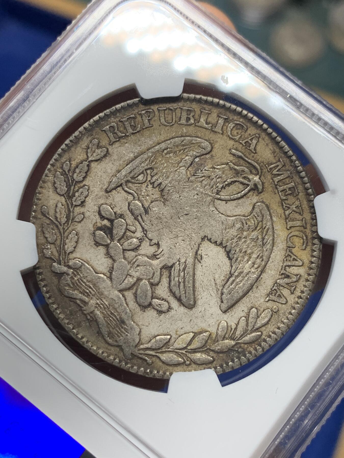 《竞宝斋》第370场 周日，周一 2场连拍 （全场包邮） NGC XF45 墨西哥1878ZS JS花边鹰洋8R银币