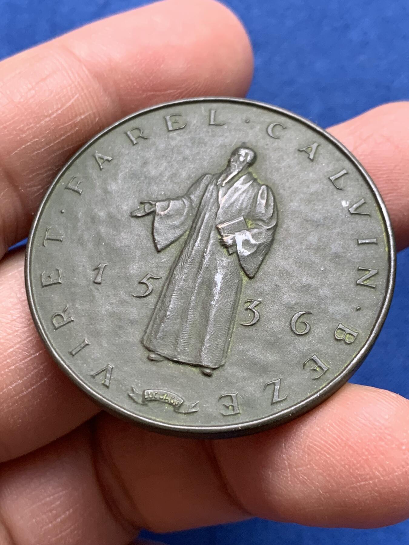 《竞宝斋》第370场 周日，周一 2场连拍 （全场包邮） 瑞士 宗教改革 400周年 联邦奖章 28.1克 40mm