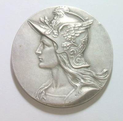 法国1936年 女神玛丽安娜戎装小飞侠 高浮雕精制大镀银章 45MM - 法国1936年 女神玛丽安娜戎装小飞侠 高浮雕精制大镀银章 45MM