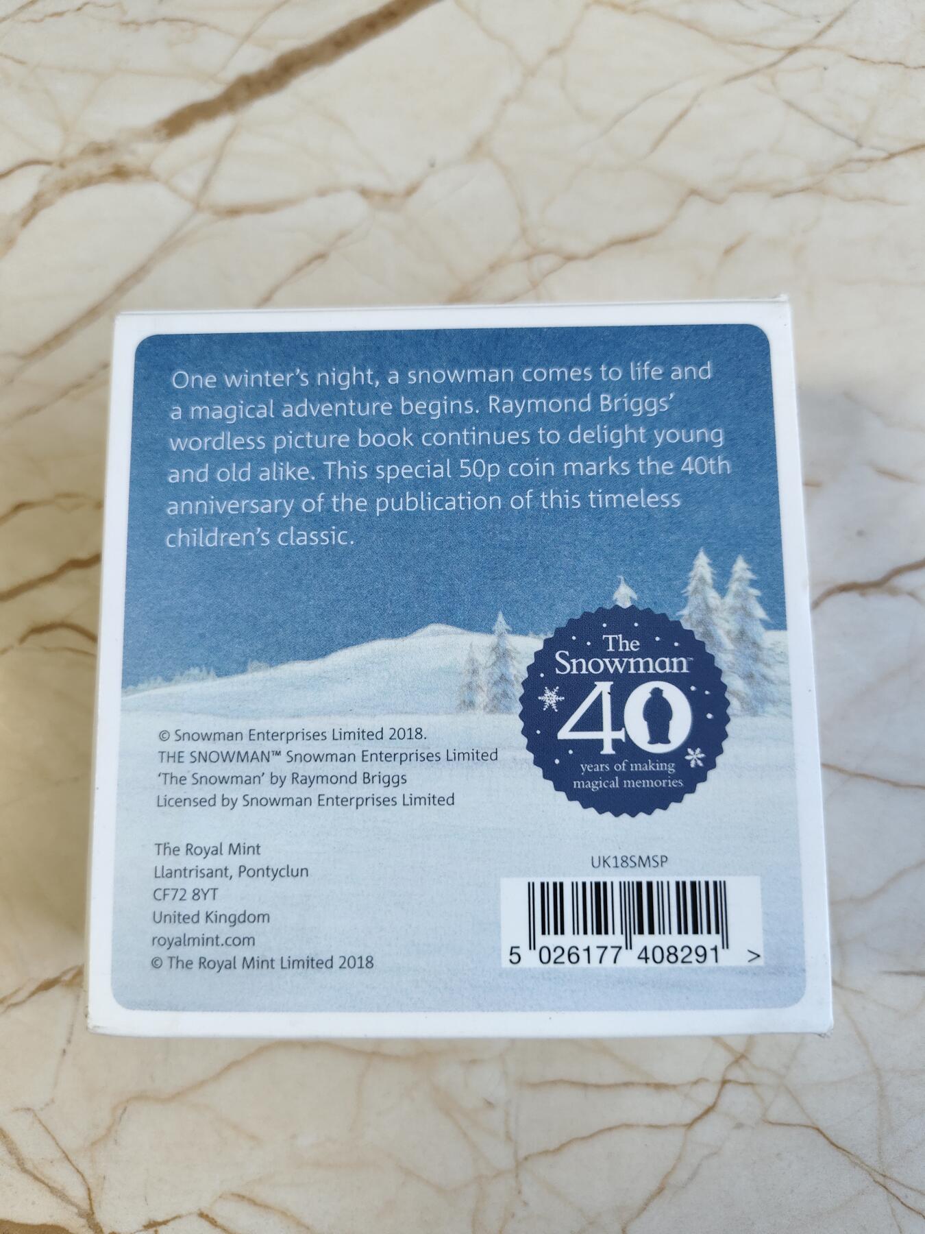 第168期拍卖【长期征集拍品】 【海寧潮】英国2018年圣诞雪人彩色多边形50便士精制纪念银币,925银，8克，发行15000枚