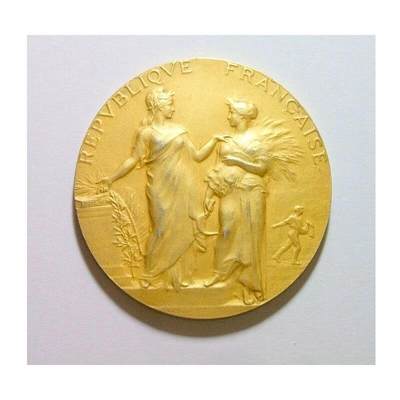 【银】法国1900年前后 女神玛丽安娜高浮雕精制大镀金银章 带原盒 42MM  37克 - 【银】法国1900年前后 女神玛丽安娜高浮雕精制大镀金银章 带原盒 42MM  37克