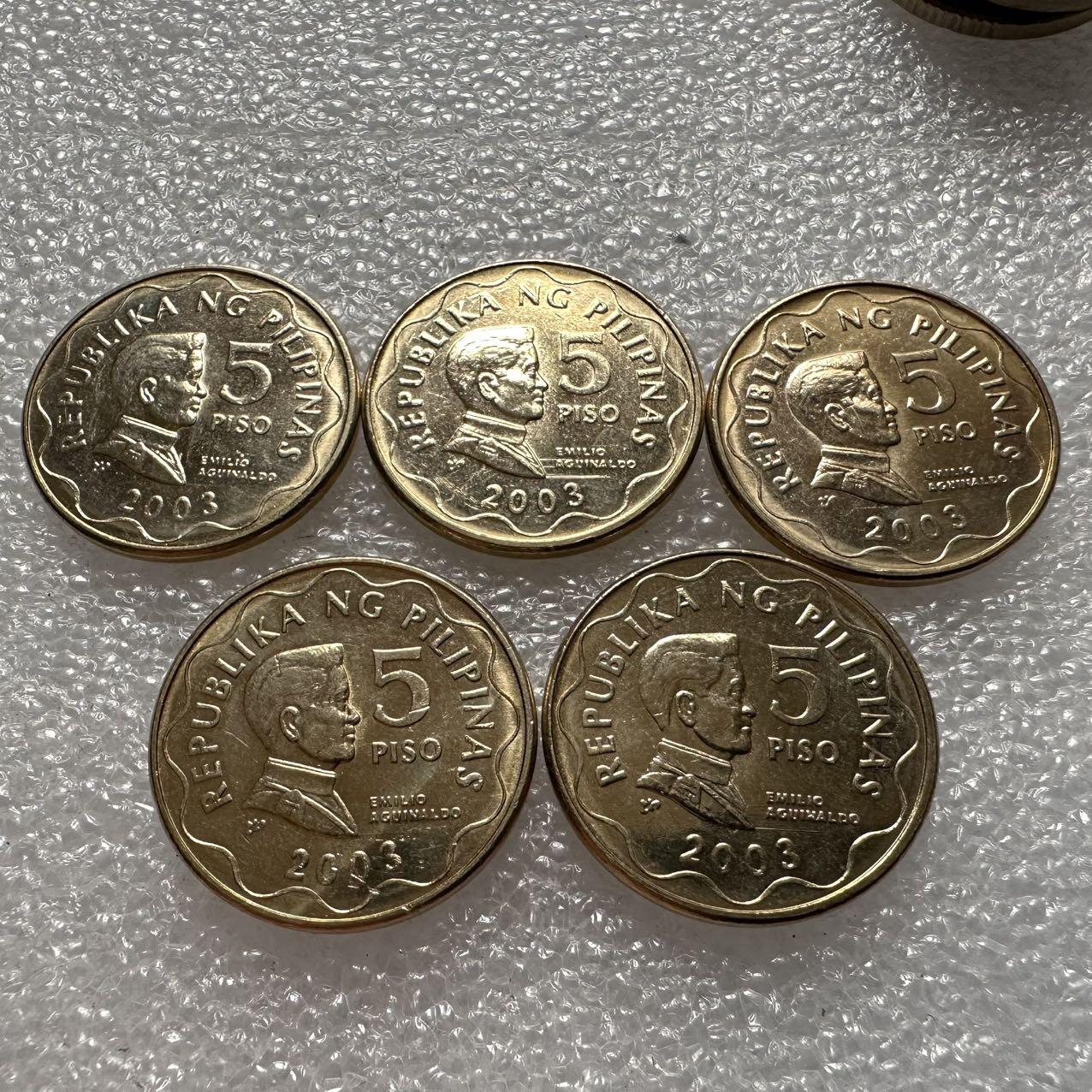 🌹外币初藏🌹🐯2025年第35场  每周二四六晚8️⃣点 接代拍 菲律宾2003年5比索 原光5枚