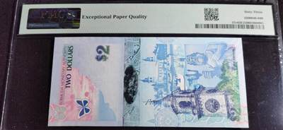 刘世昌艺术品销售中心～虎踞龙蟠*金杨在线联拍群第521期 百慕大2009年2元（PMG   63E    号码：A/2354466）1枚。此币荣获当年IBNS世界纸币大奖赛“最佳纸币”大奖。