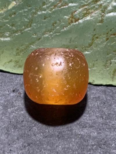 精美高玉化风化纹橘黄玛瑙老形桶珠一颗 - 精美高玉化风化纹橘黄玛瑙老形桶珠一颗