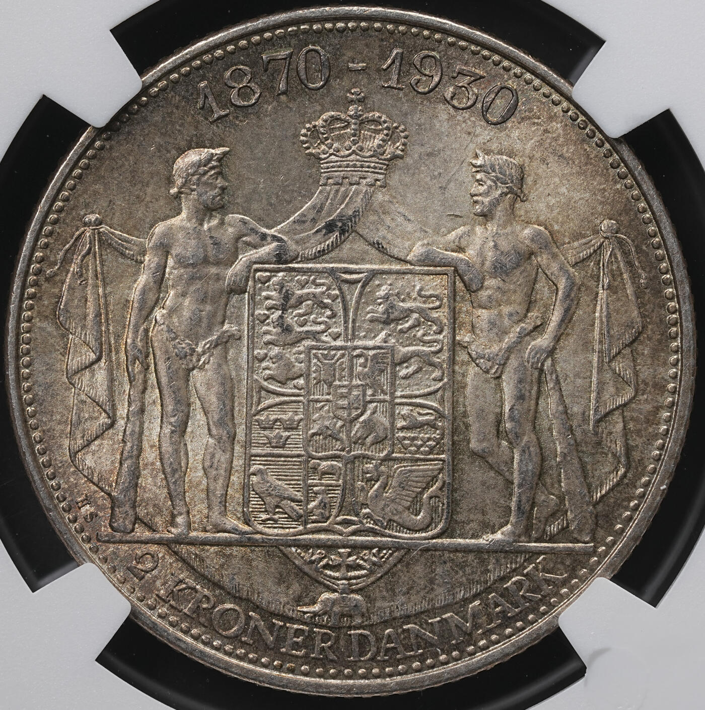 修遠堂世界钱币第六十五期 NGC MS64 1930年丹麦国王60大寿纪念2克朗银币