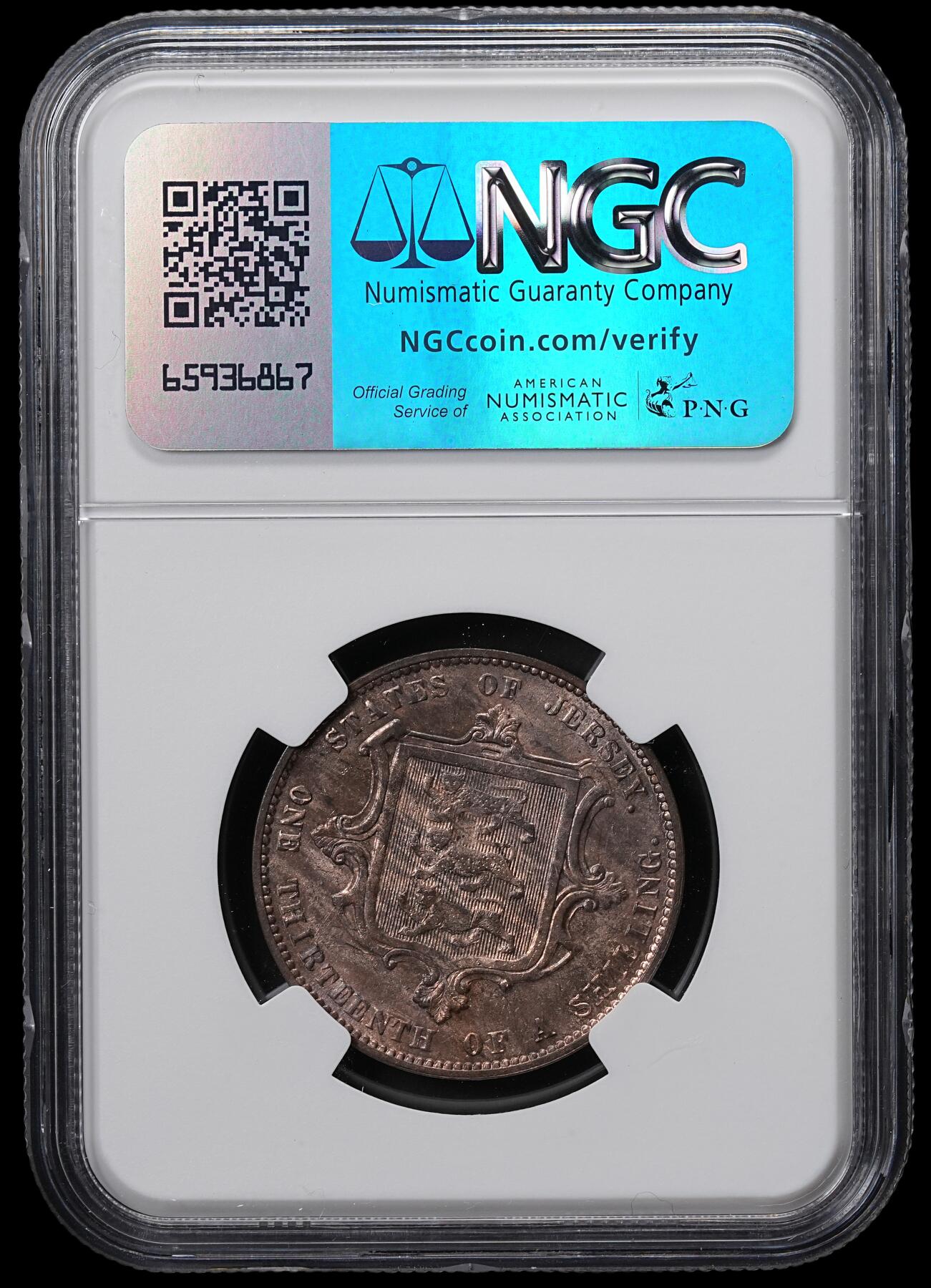 修遠堂世界钱币第六十五期 NGC MS63RB 1871年泽西岛1/13 SHILLING铜币 少见