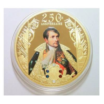 【艺术】法国拿破仑帝王像+雄鹰 高浮雕精制彩色超大镀金章 70MM 120克 - 【艺术】法国拿破仑帝王像+雄鹰 高浮雕精制彩色超大镀金章 70MM 120克