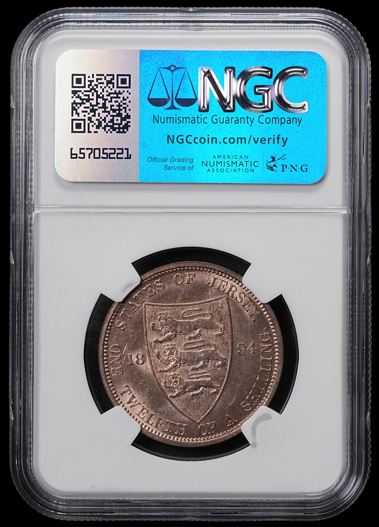 修遠堂世界钱币第六十五期 NGC MS64BN 1894年泽西岛1/12 SHILLING铜币 H厂铭 喜敦厂