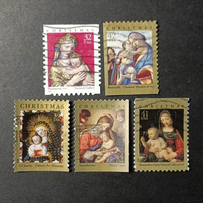 嘉禾收藏    【第157期】            无佣金、可寄存、满30元包邮 - 美国邮票，圣诞节 圣母子邮票