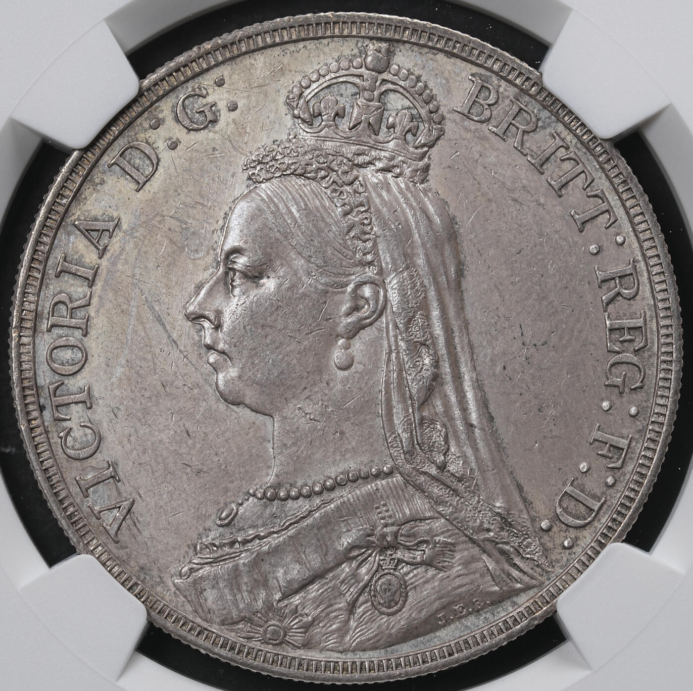 修遠堂世界钱币第六十五期 NGC AU58 1887年英国马剑大银币