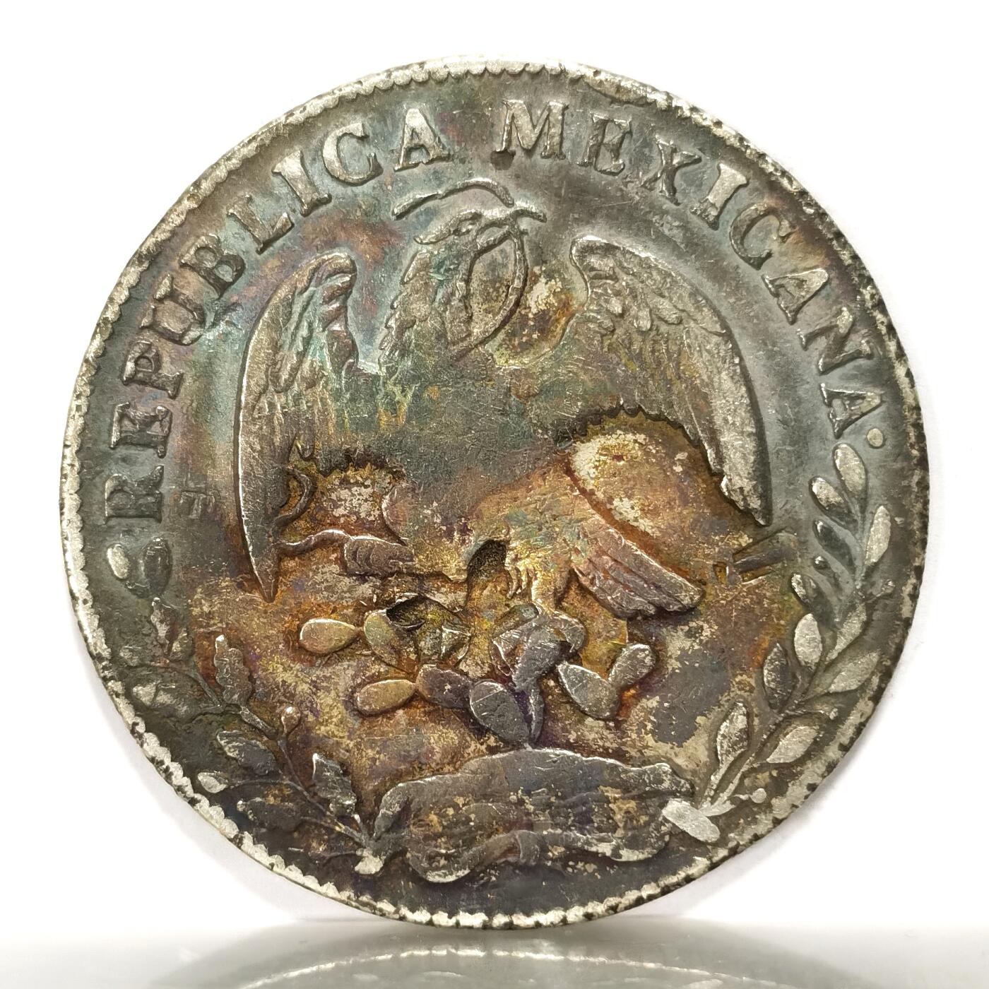 博洋堂世界钱币拍卖第118期（全场包邮） 墨西哥1870GA IC花边鹰洋 非常少见四-五级币 老五彩 深隽大字戳