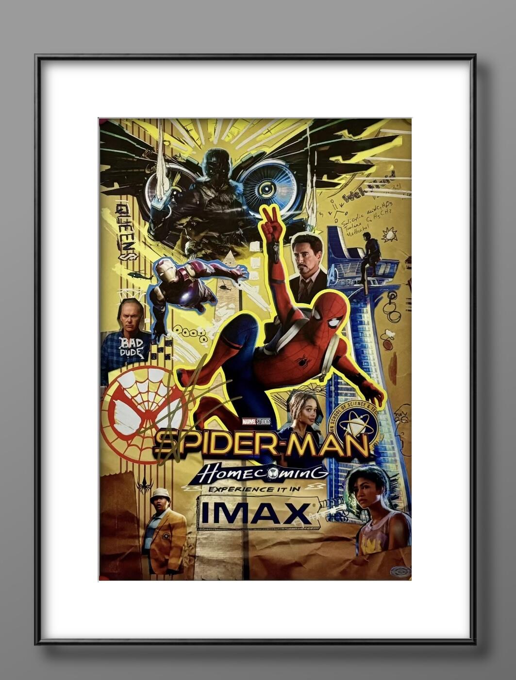 零元拍：《蜘蛛侠 英雄归来》小蜘蛛汤姆·赫兰德亲笔签名IMAX 3D原版海报，尺寸：285X420MM