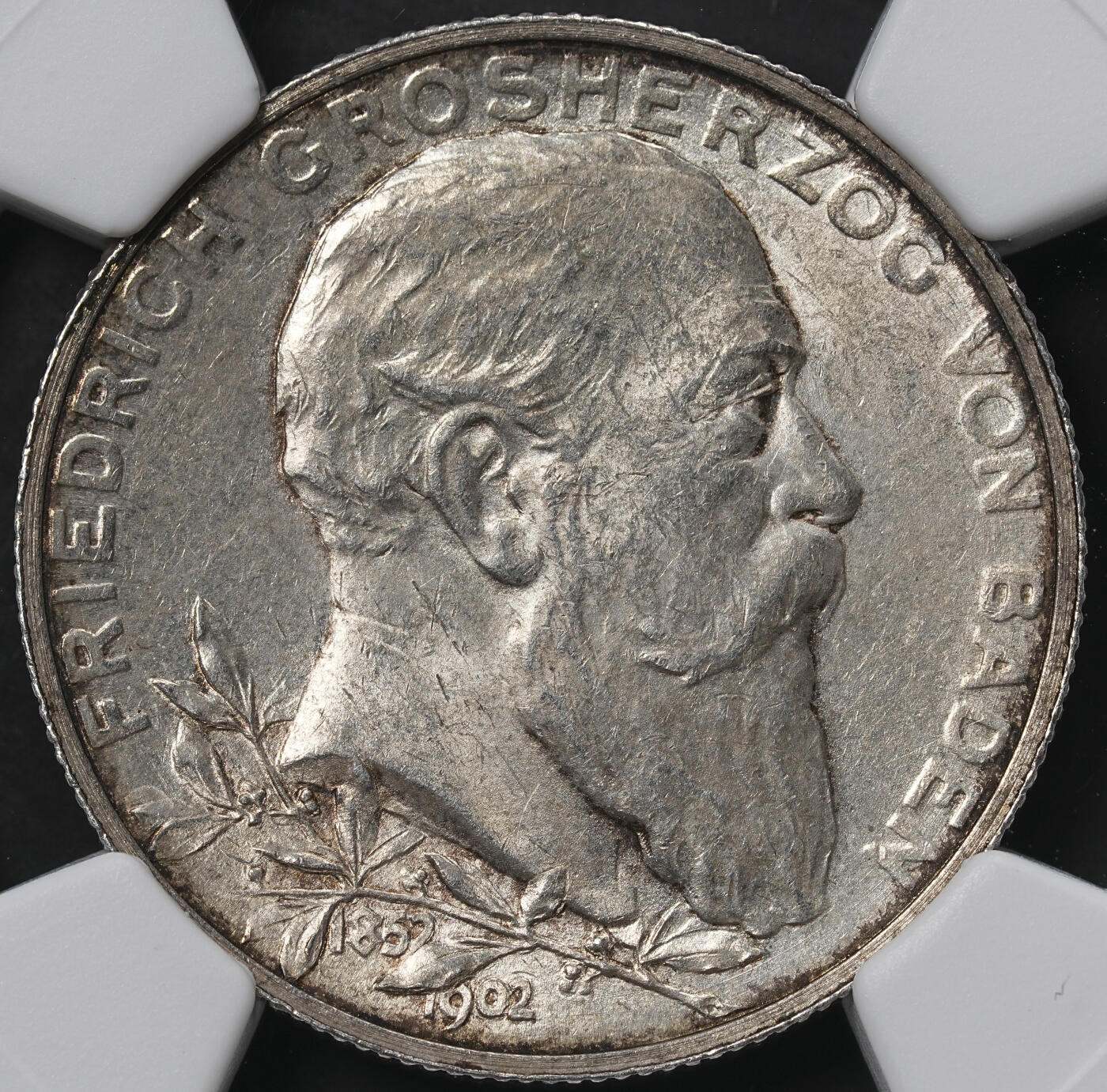 修遠堂世界钱币第六十五期 NGC MS63 1902年巴登大公登基50周年纪念2马克银币
