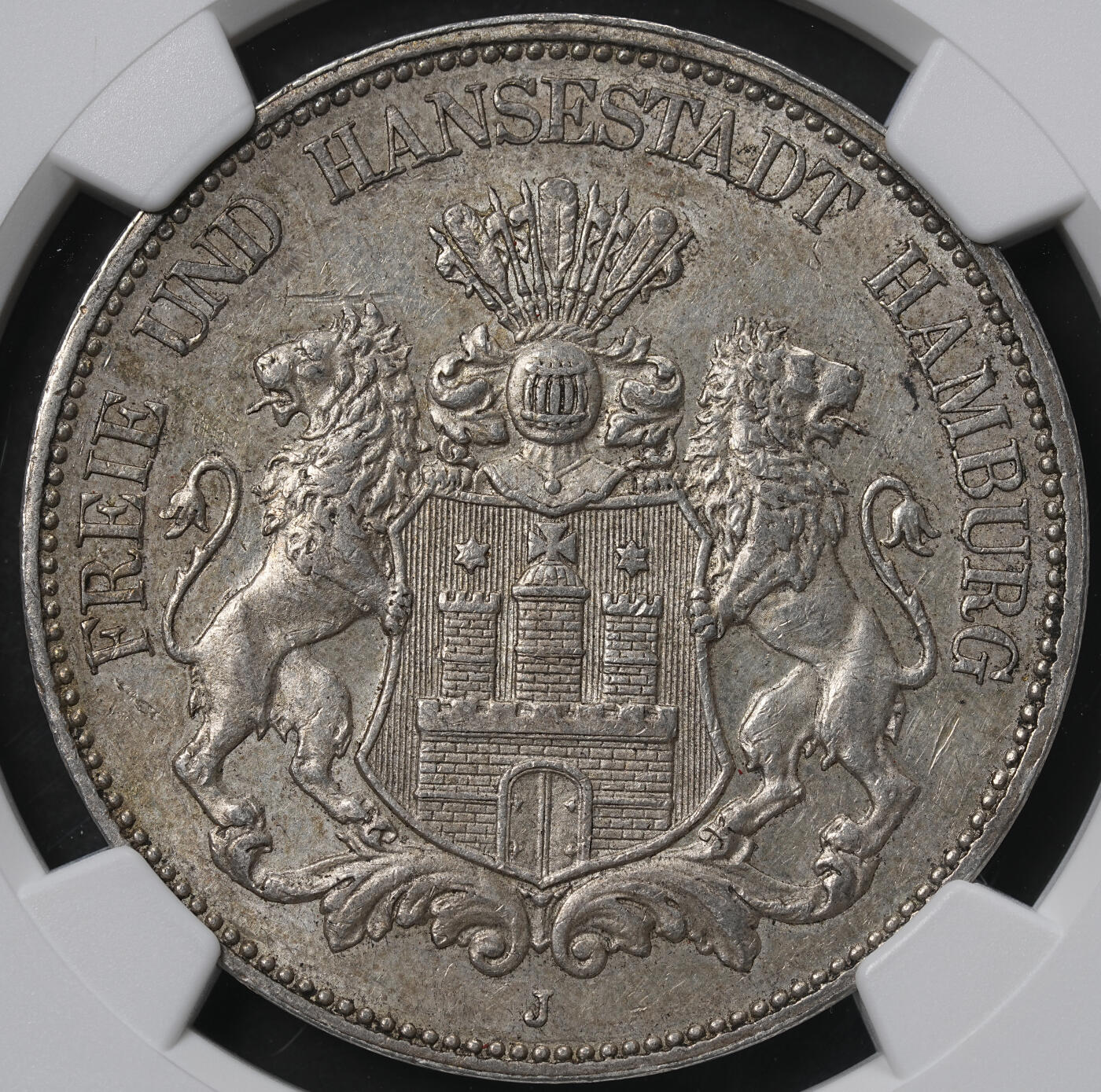 修遠堂世界钱币第六十五期 NGC AU58 1913年汉堡5马克大银币