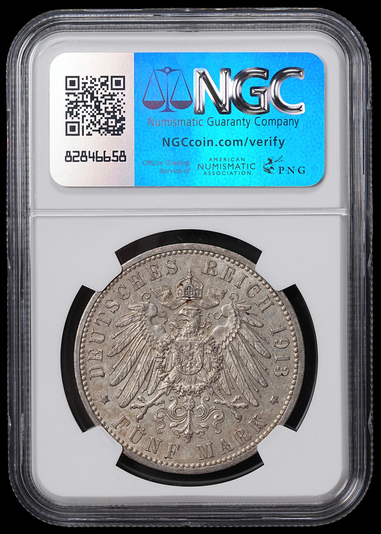 修遠堂世界钱币第六十五期 NGC AU58 1913年汉堡5马克大银币