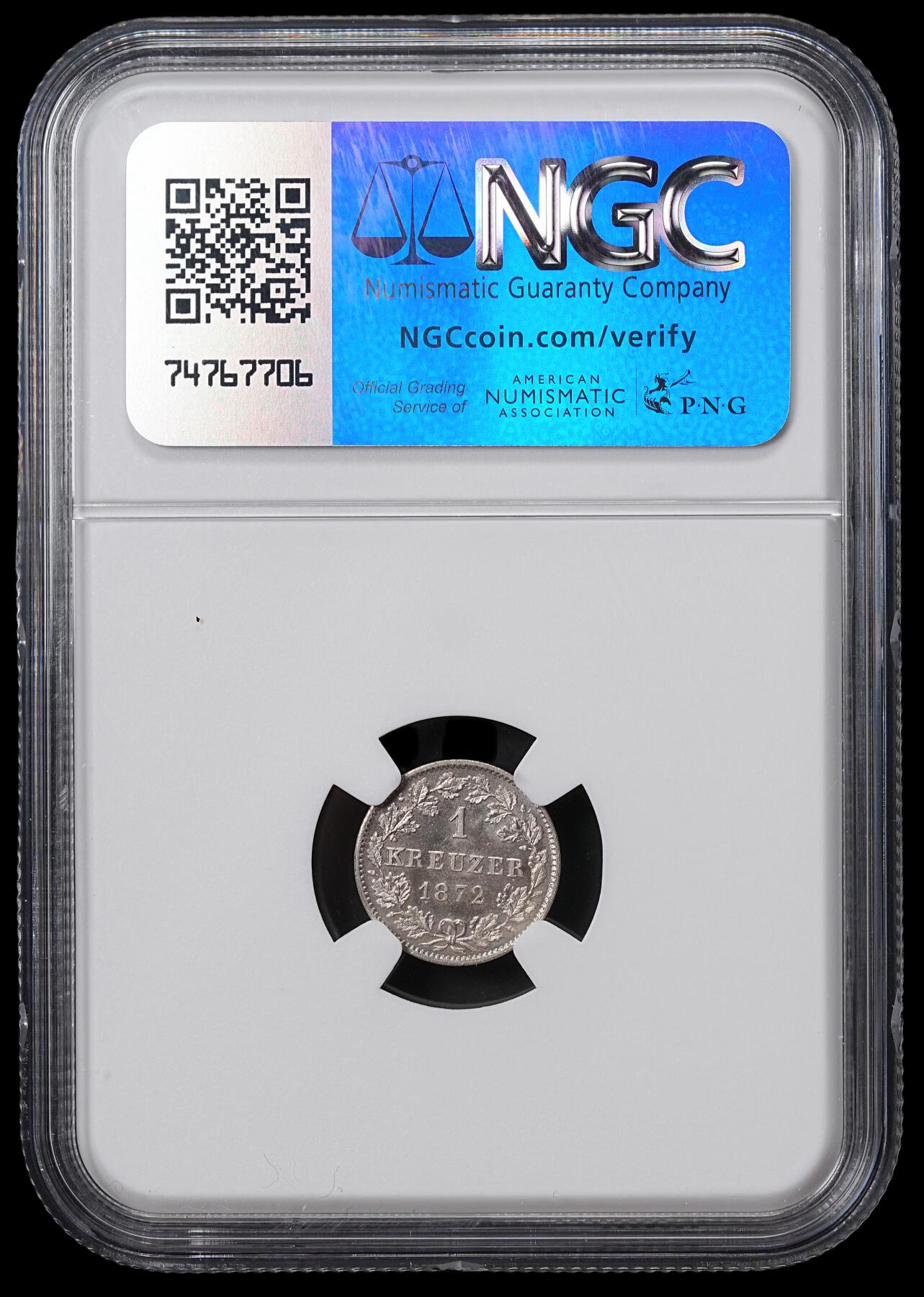 修遠堂世界钱币第六十五期 NGC MS66 1872年符腾堡1克鲁泽银币