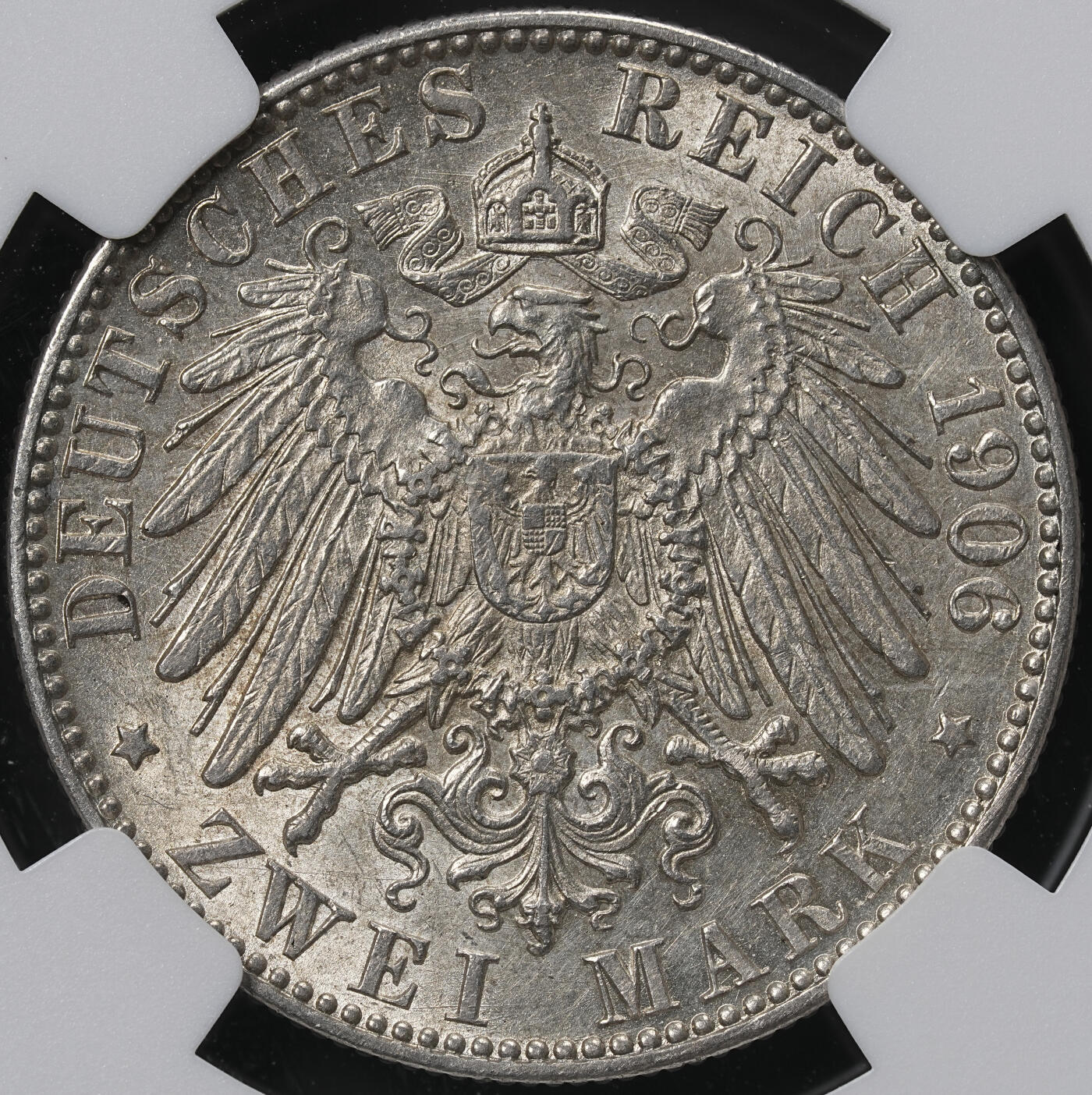 修遠堂世界钱币第六十五期 NGC AU58 1906年汉堡2马克银币