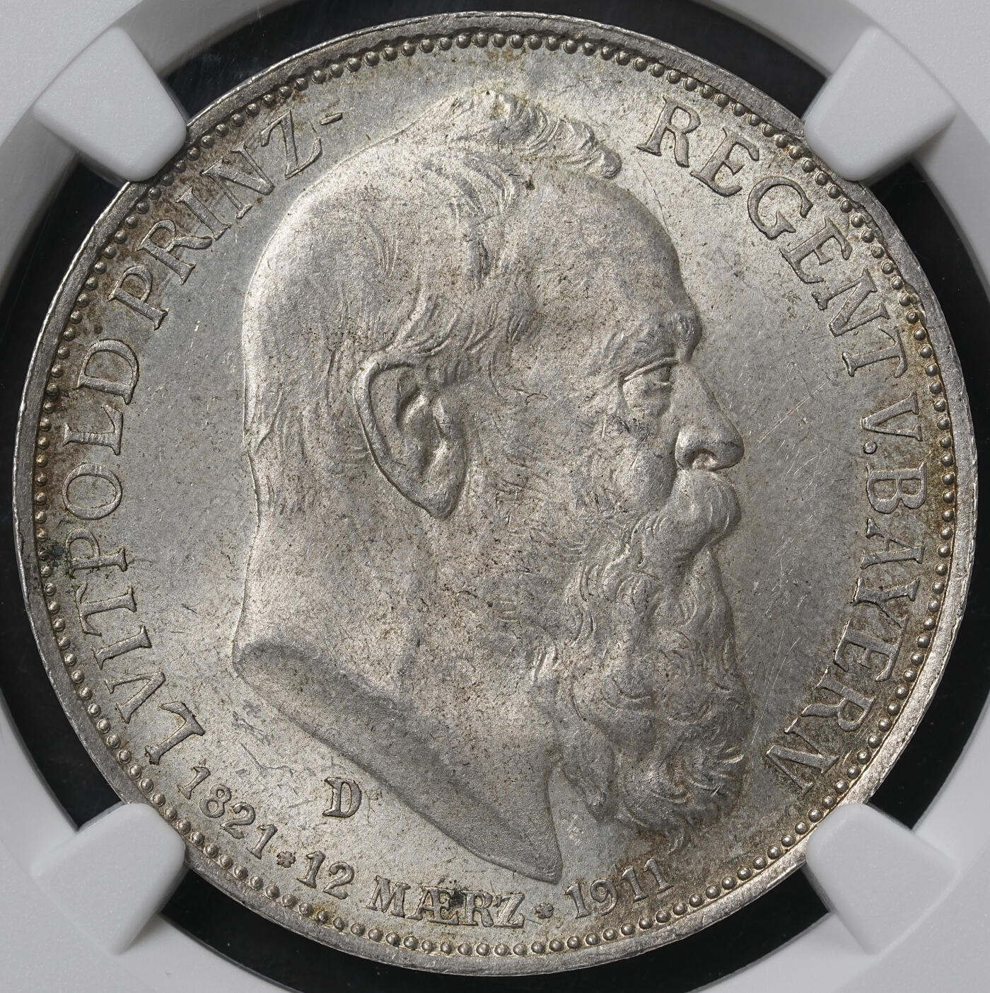 修遠堂世界钱币第六十五期 NGC MS64 1911年巴伐利亚摄政王90大寿纪念3马克银币