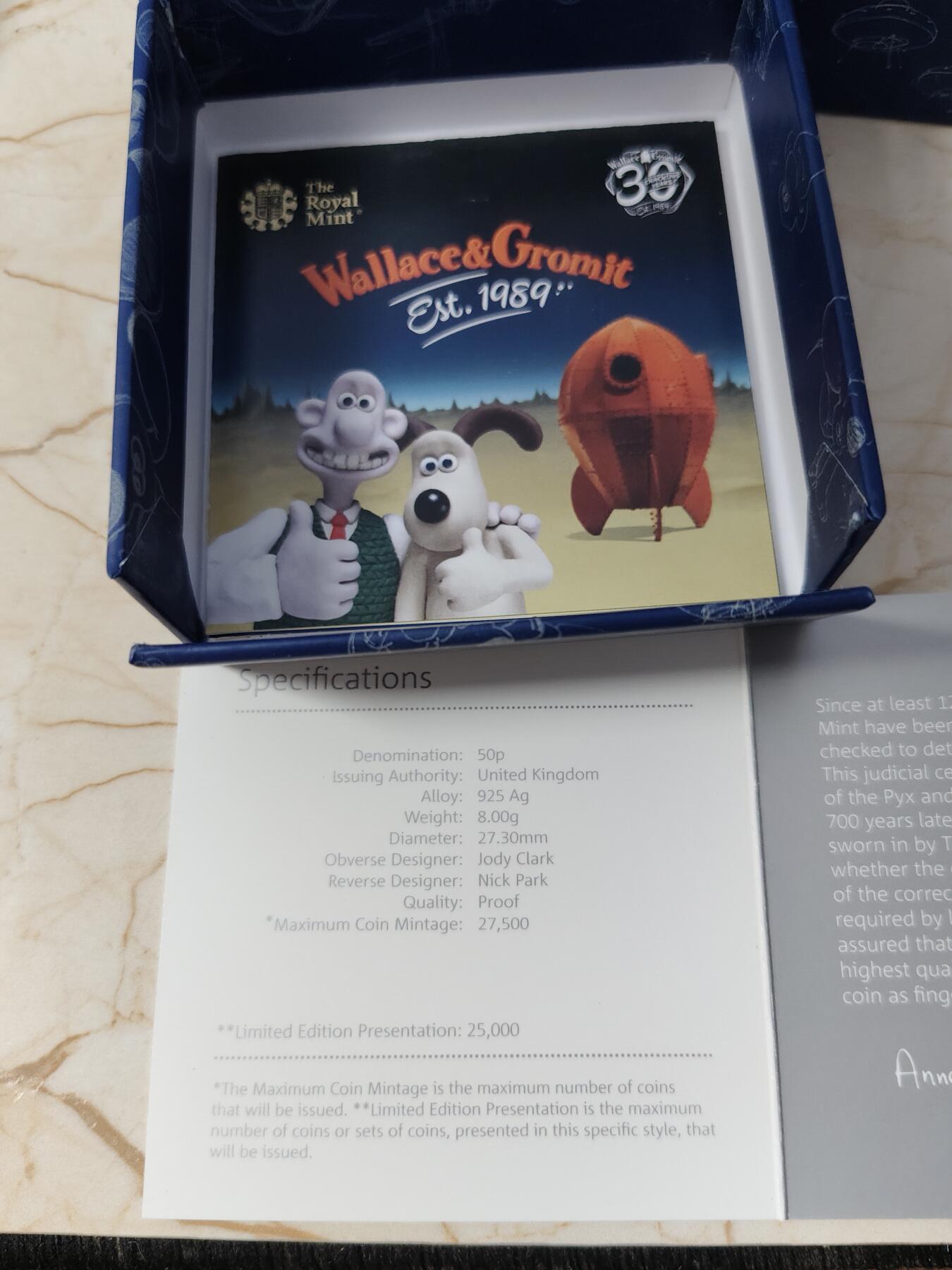 第168期拍卖【长期征集拍品】 英国2019年超级无敌掌门狗华莱士和格罗米特银币NGC-PF70首原盒证书，925银，8克，发行25000枚