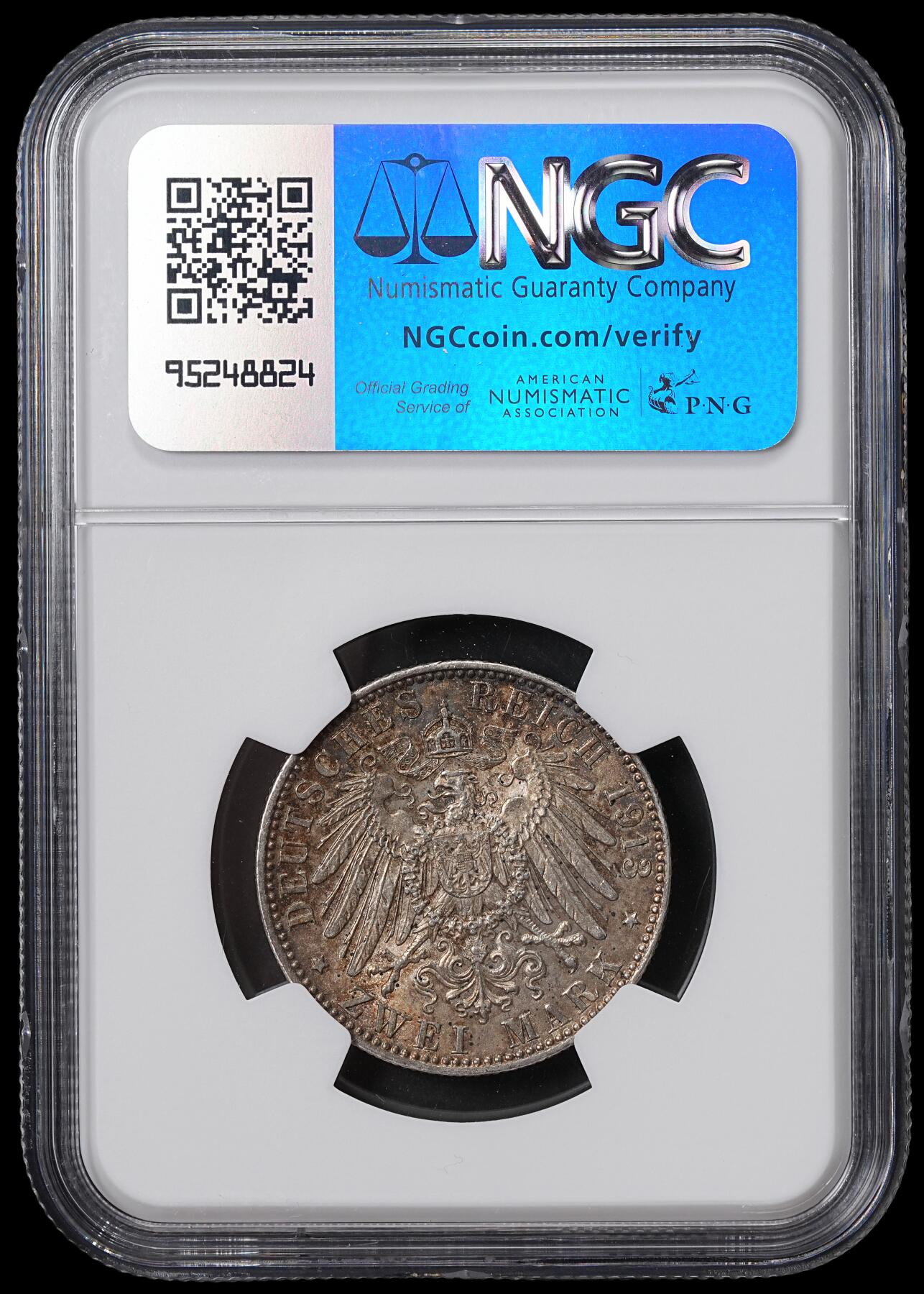 修遠堂世界钱币第六十五期 NGC MS62 1913年巴伐利亚2马克银币 稀少的年份 铸造量不到10万枚