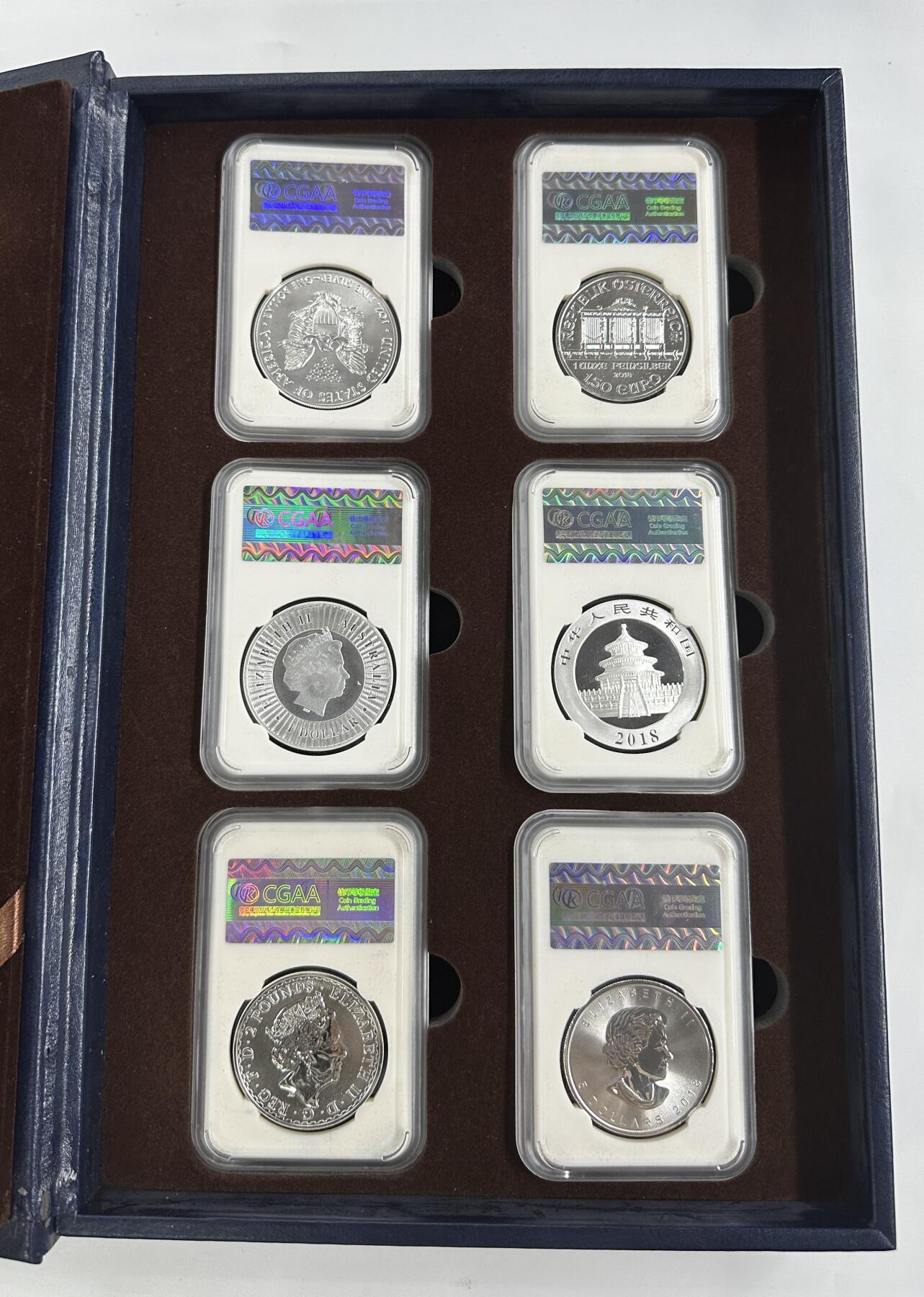 【金钰满堂钱币第四十一期】中国金银币/NGC.PMG评级币/金总封装币/投资熊猫币  2018年世界投资1盎司银币6枚大全套