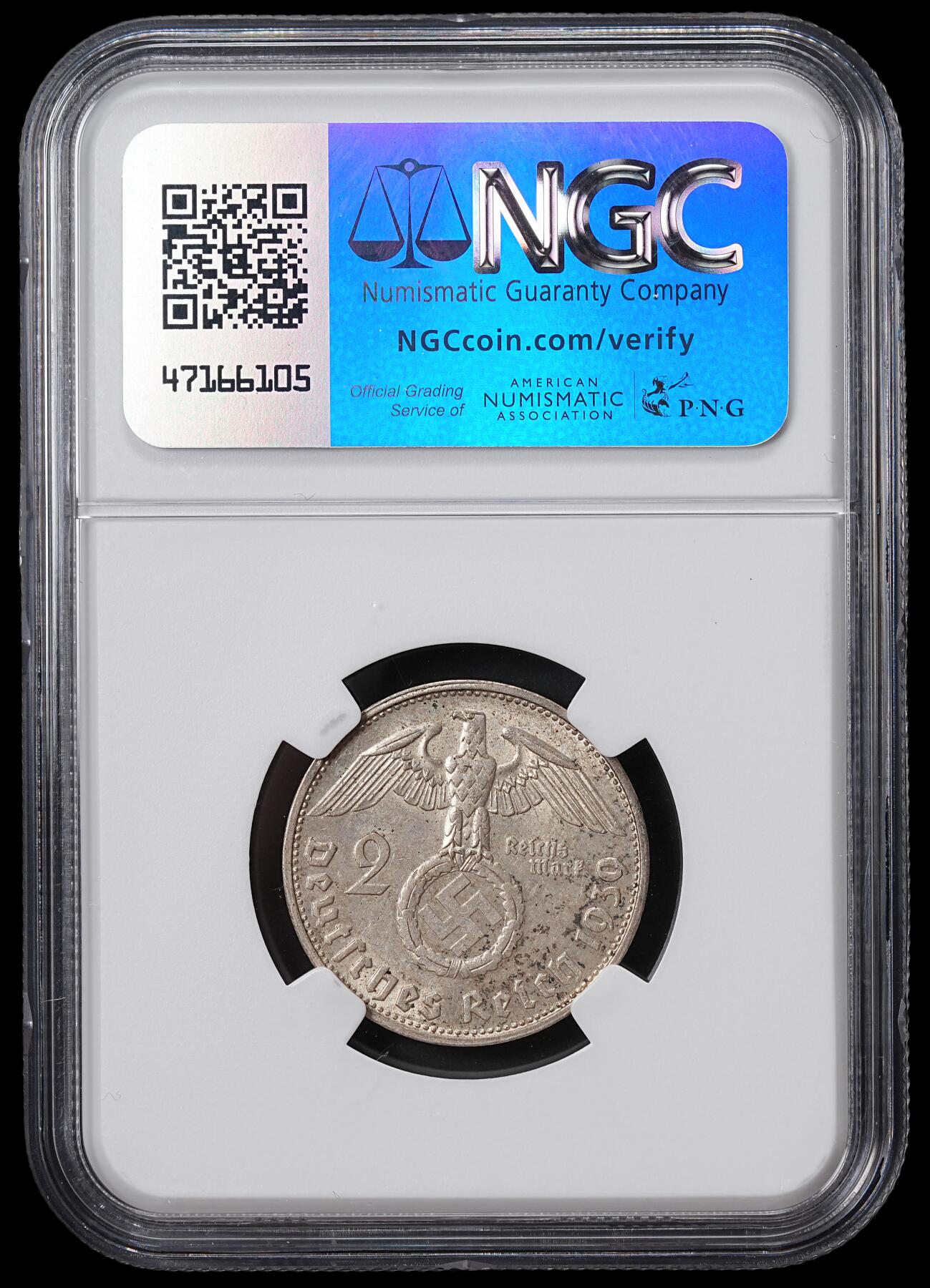 修遠堂世界钱币第六十五期 NGC MS63 1939年德三-兴登堡2马克银币