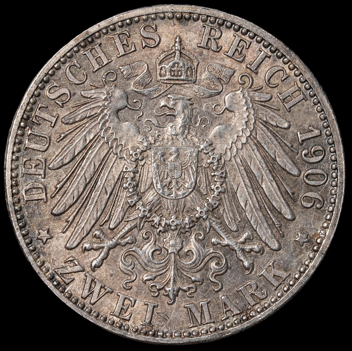 修遠堂世界钱币第六十五期 1906年巴登大公金婚纪念2马克银币