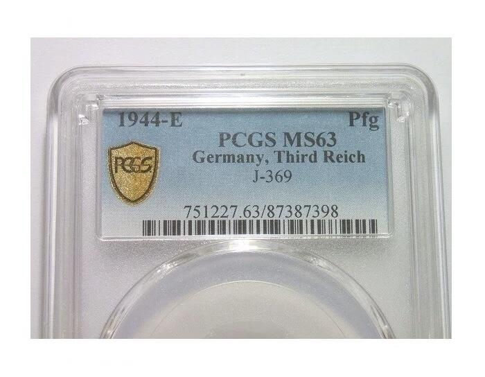 PCGS MS63 德国第三帝国1944年E版1芬尼 难得开卷原光
