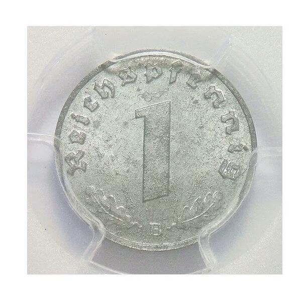 PCGS MS65 德国第三帝国1944年B版1芬尼 难得开卷原光