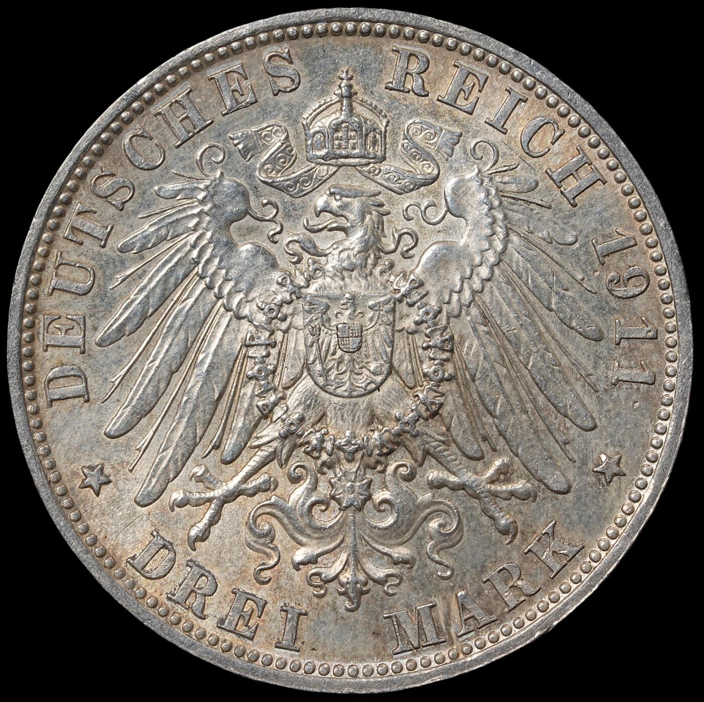 修遠堂世界钱币第六十五期 1911年巴伐利亚摄政王90大寿纪念3马克银币