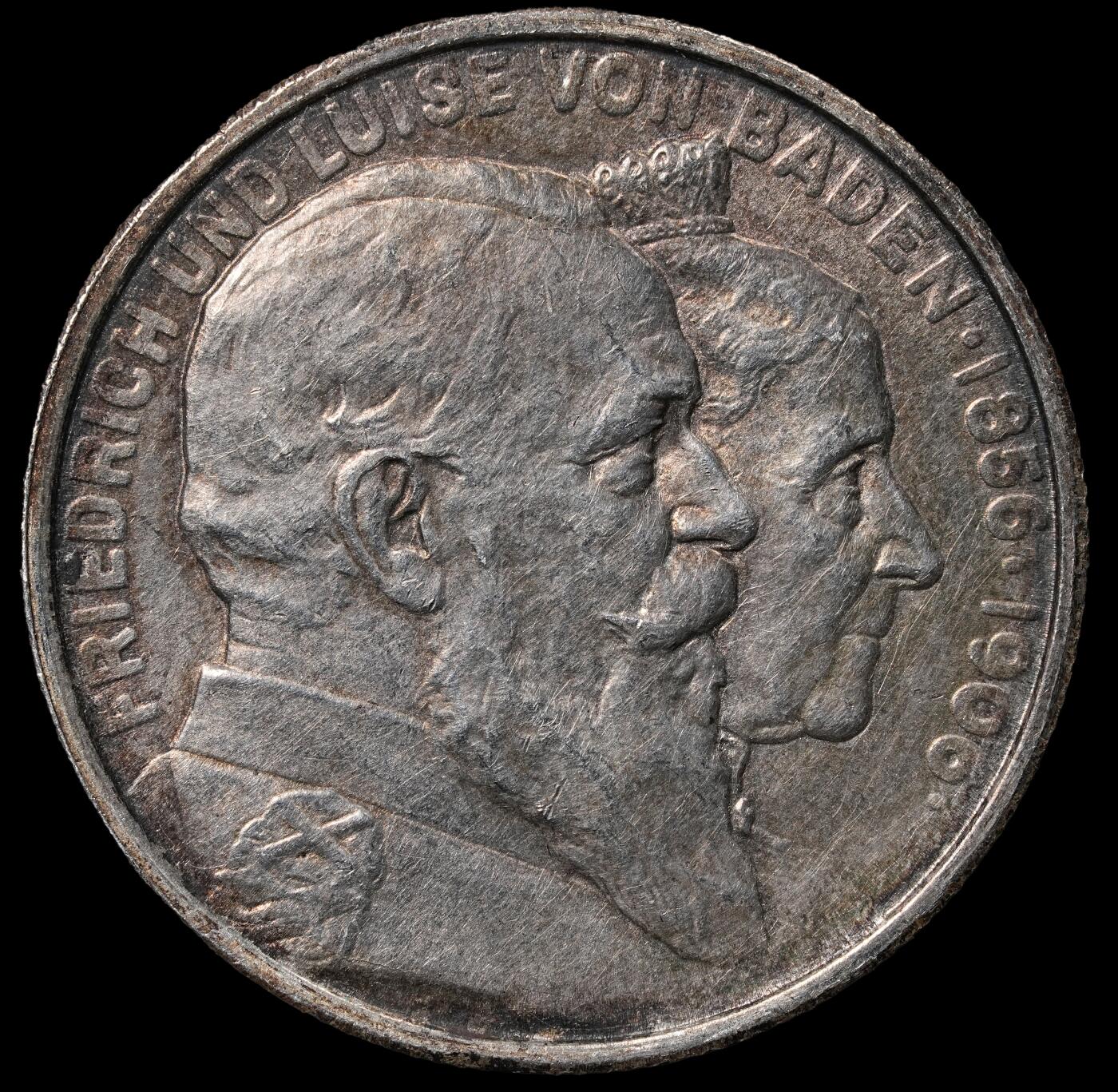 修遠堂世界钱币第六十五期 1906年巴登大公金婚纪念2马克银币