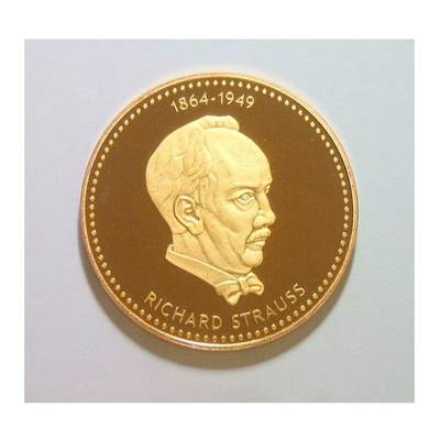 德国大作曲家理查施特劳斯 高浮雕精制大镀金章 40MM - 德国大作曲家理查施特劳斯 高浮雕精制大镀金章 40MM