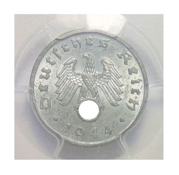 PCGS MS64 德国第三帝国1944年F版1芬尼 难得开卷原光