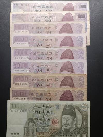 2025五月第一拍（假期连拍第一场，5.5集中发货） - 【岁】韩国纸币批量九张流通品相