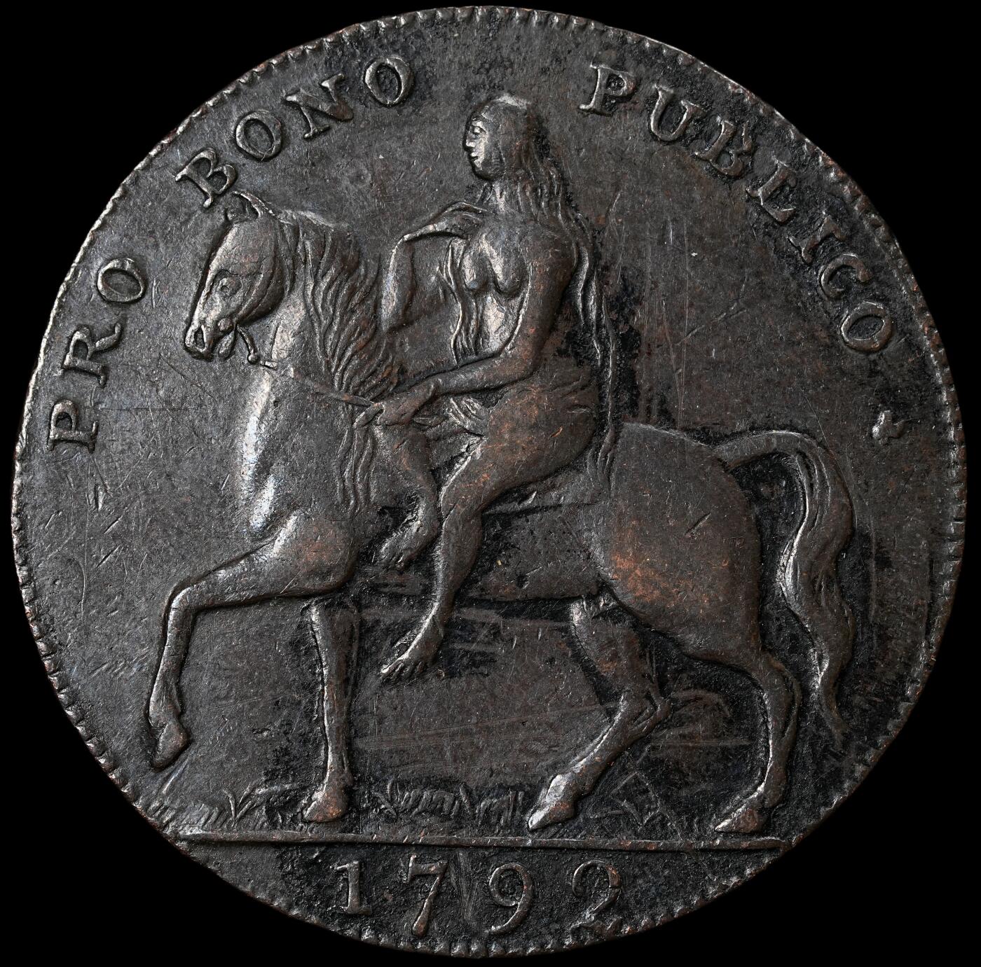 修遠堂世界钱币第六十五期 1792年英国考文垂1/2便士代用币 11.35g