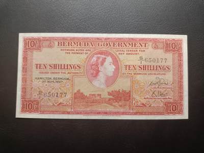 己巳四月第二拍 - 【拍品052】百慕大1957年10先令AUNC，青年女王和总督府徽章