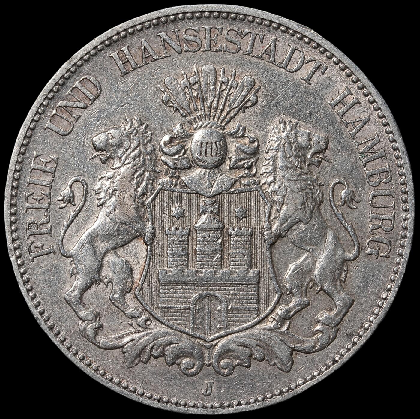 修遠堂世界钱币第六十五期 1903年汉堡5马克大银币