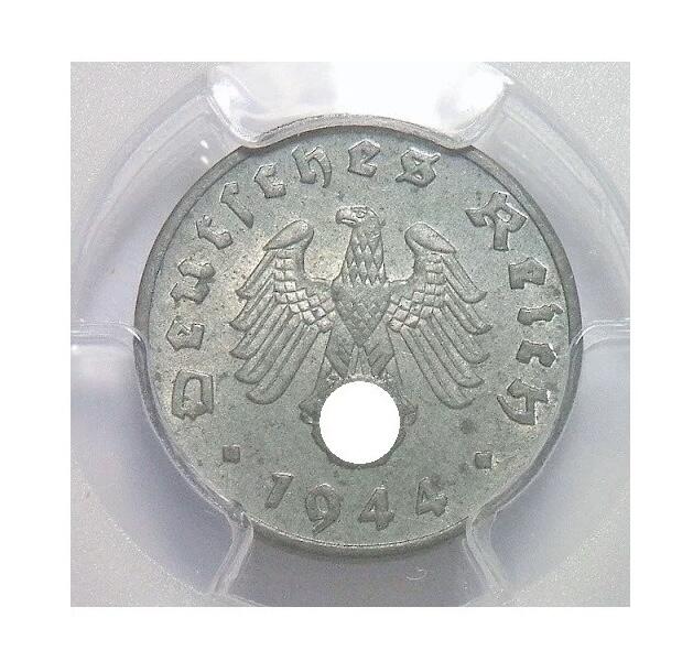 PCGS MS63 德国第三帝国1944年E版1芬尼 难得开卷原光
