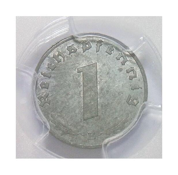 PCGS MS63 德国第三帝国1944年E版1芬尼 难得开卷原光