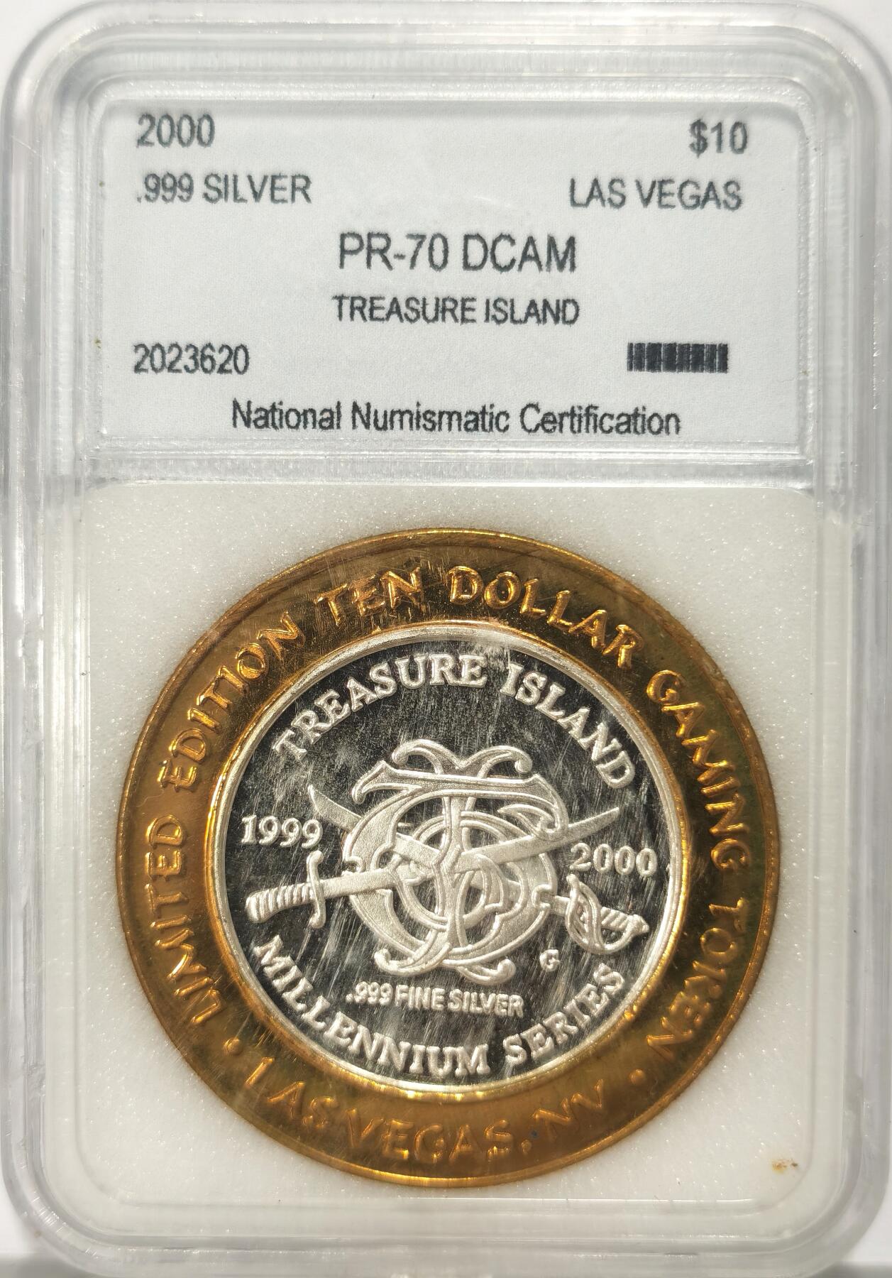 博洋堂世界钱币拍卖第118期（全场包邮） 2000年拉斯维加斯赌城系列纯银纪念币Treasure Island赌场，重约37g