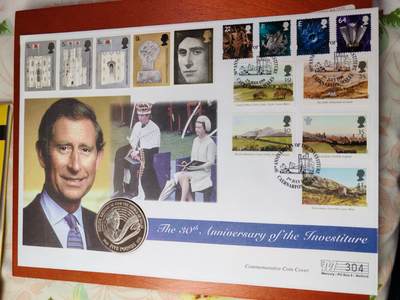 长老汇马年精选第九场拍卖 - 1999英国邮币封首日封，含1998查尔斯王子50寿辰5英镑铜镍币1枚