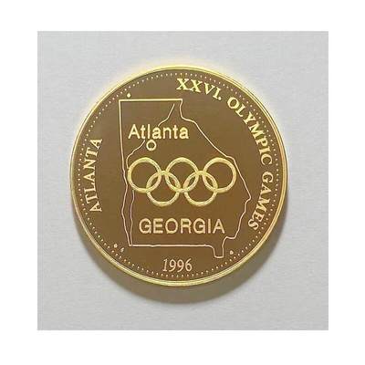 美国1996年 亚特兰大奥运会火炬手高浮雕精制镀金章 30MM 美国1996年 亚特兰大奥运会火炬手高浮雕精制镀金章 30MM