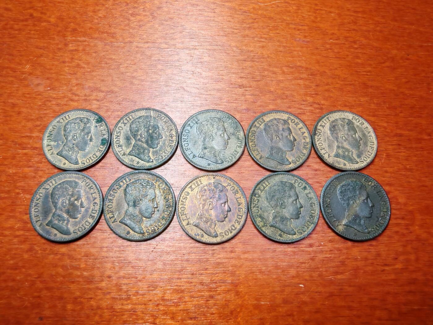 长老汇蛇年精选第九场拍卖 1906西班牙阿方索十三世1分铜币10枚