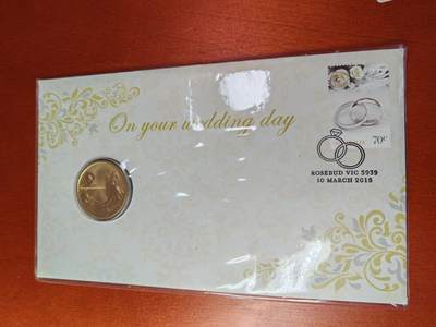 长老汇马年精选第九场拍卖 - 2015澳大利亚结婚祝福邮币封首日封，含2015同名1元铜镍币1枚，发行价15.95澳元