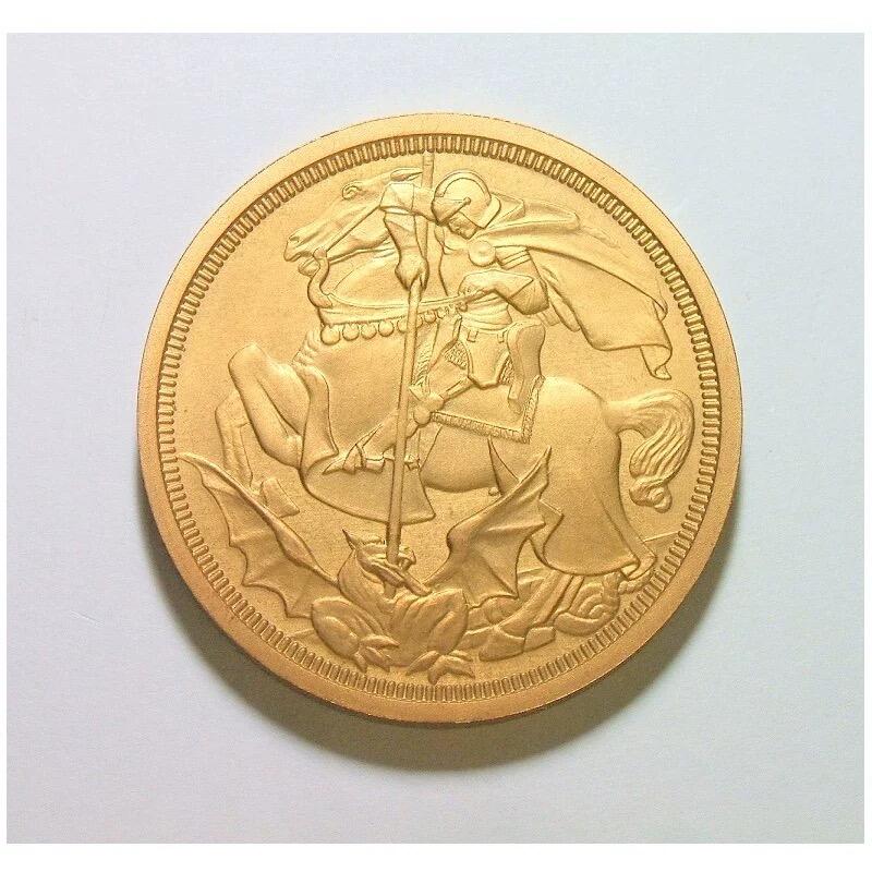 【艺术】【样币】英国乔治五世+屠龙马剑 高浮雕精制1克朗样币 发行量750枚 40MM #外国硬币